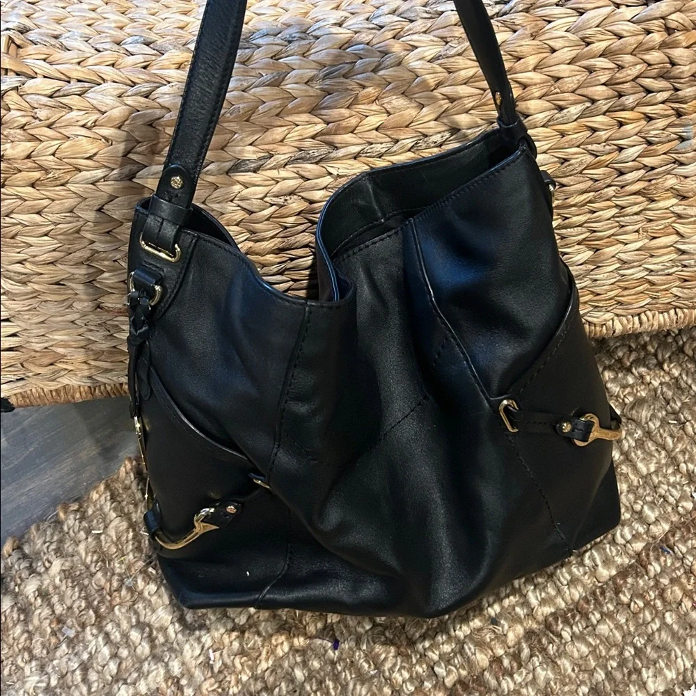 LAUREN RALPH LAUREN Woodbridge Leather Large Hobo Black